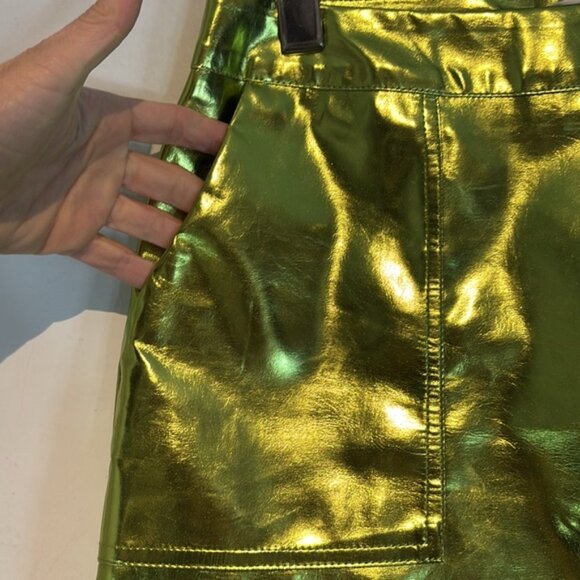 Metallic Green Mini Skirt - Picture 4 of 12